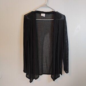 Agenda black open front sheer stretch mesh sweater light weight whimsigoth sz M